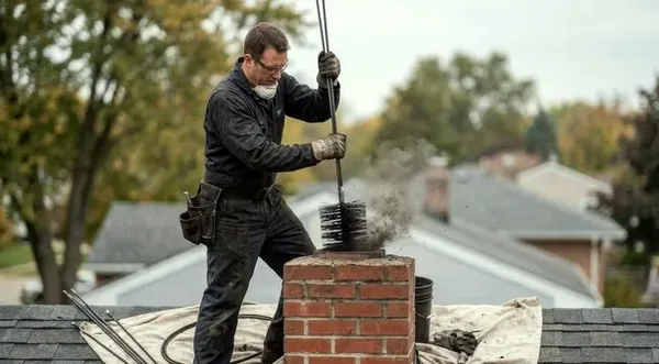 Rooftop chimney sweep in High Point, NC